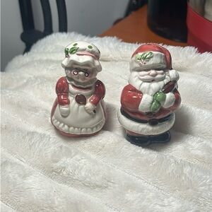 Vintage Festive Santa and Mrs. Claus Salt and Pepper Shakers